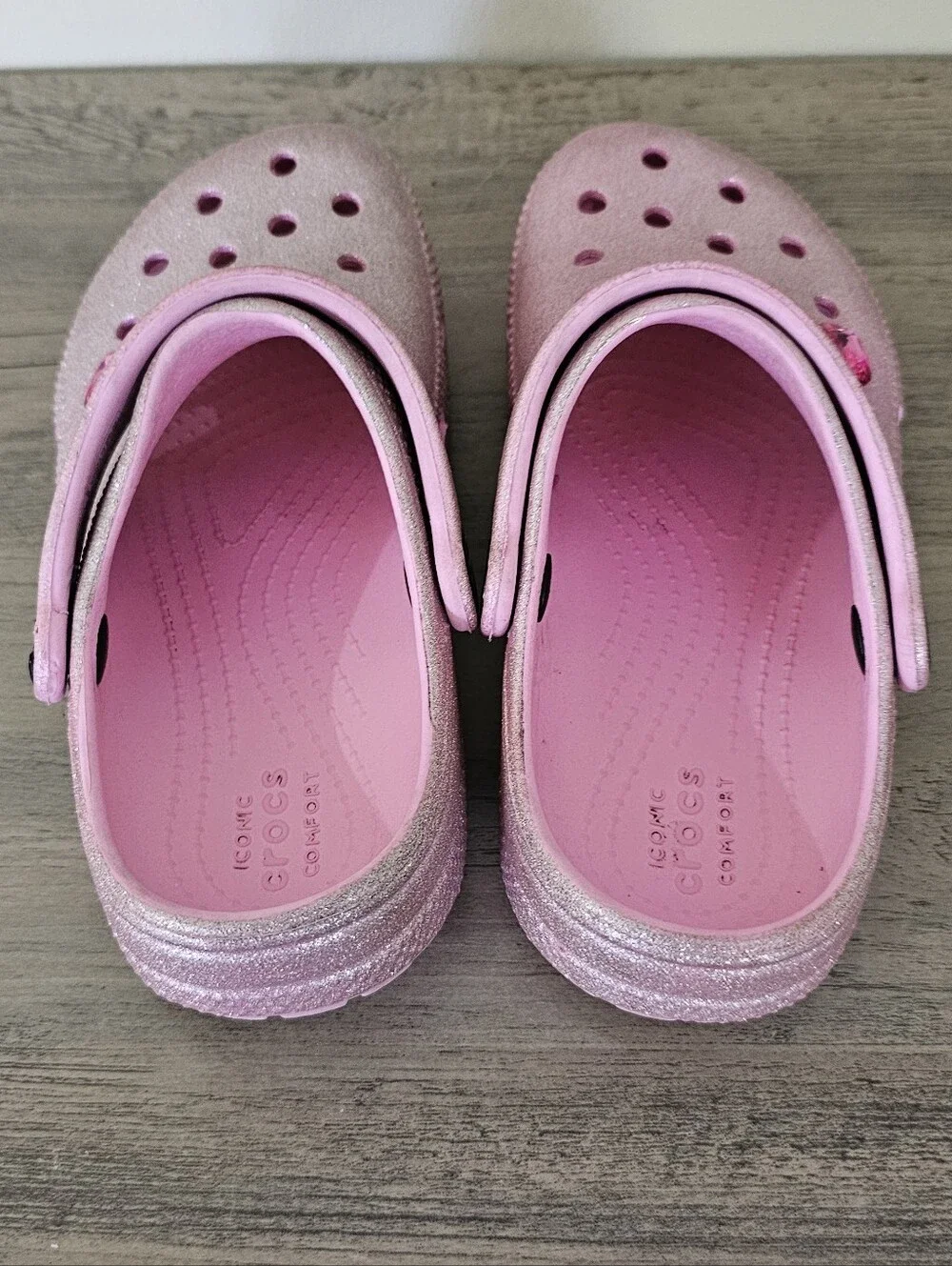 CROCS Kids Glitter Heart Charm Clog Pink Toddler Girl C 12